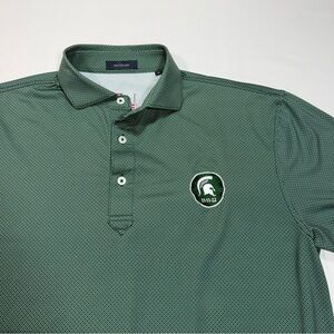 Turtleson Michigan State Spartans Polo Golf Shirt Mens Small Green Golf USA Flag